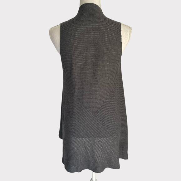 Eileen Fisher Open Front Cardigan Sleeveless Draped Size XS Knit Sheer Grey - Picture 5 of 7